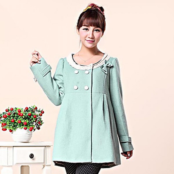 Maternity's Fall And Winter Woolen Round Collar Bo...