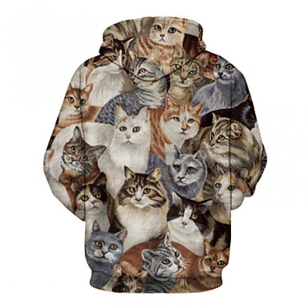 Women's Unisex Relastic Cats 3D Printed Pullover Sweatshirts Hoodies