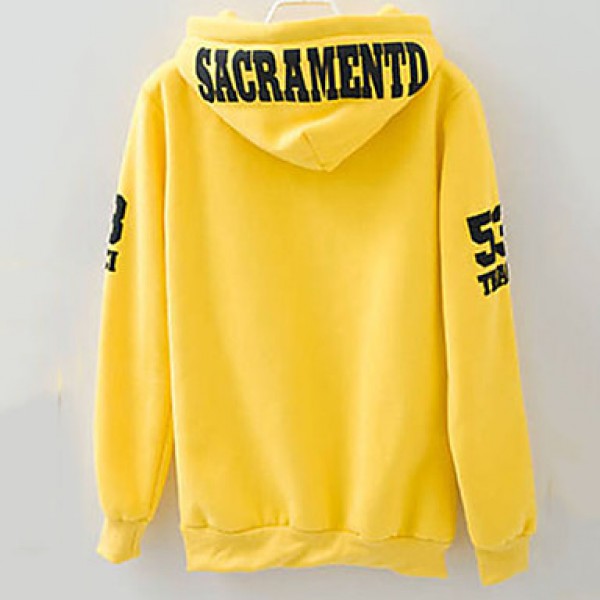 Women's Letter White / Yellow Hoodies , Casual Hooded Long Sleeve
