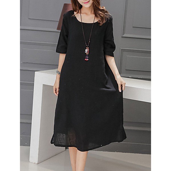 Women's Plus Size / Going out / Loose Dress,Solid ...