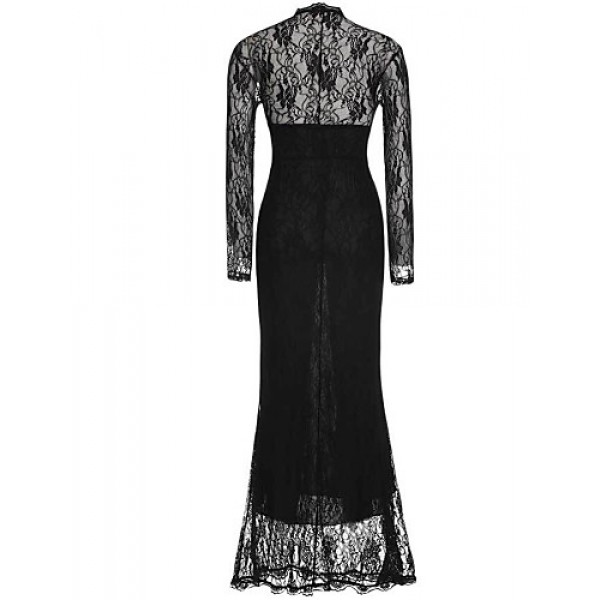 Women's Sexy Casual Party V Neck Lace Maxi Dress