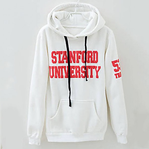 Women's Letter White / Yellow Hoodies , Casual Hooded Long Sleeve