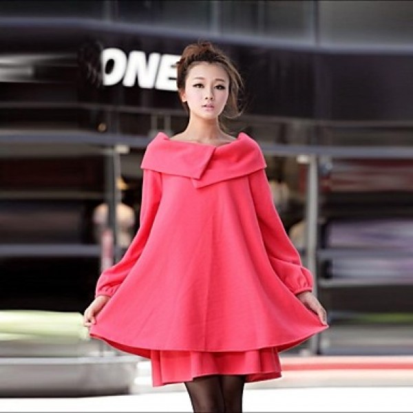 Women's Cape Korean Plus Size with Belt Woolen Ble...